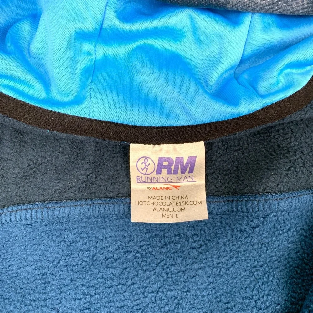 Hot Chocolate 15k/5k Jacket Hooded Full Zip Fleece Lined Mens L Teal Running Man